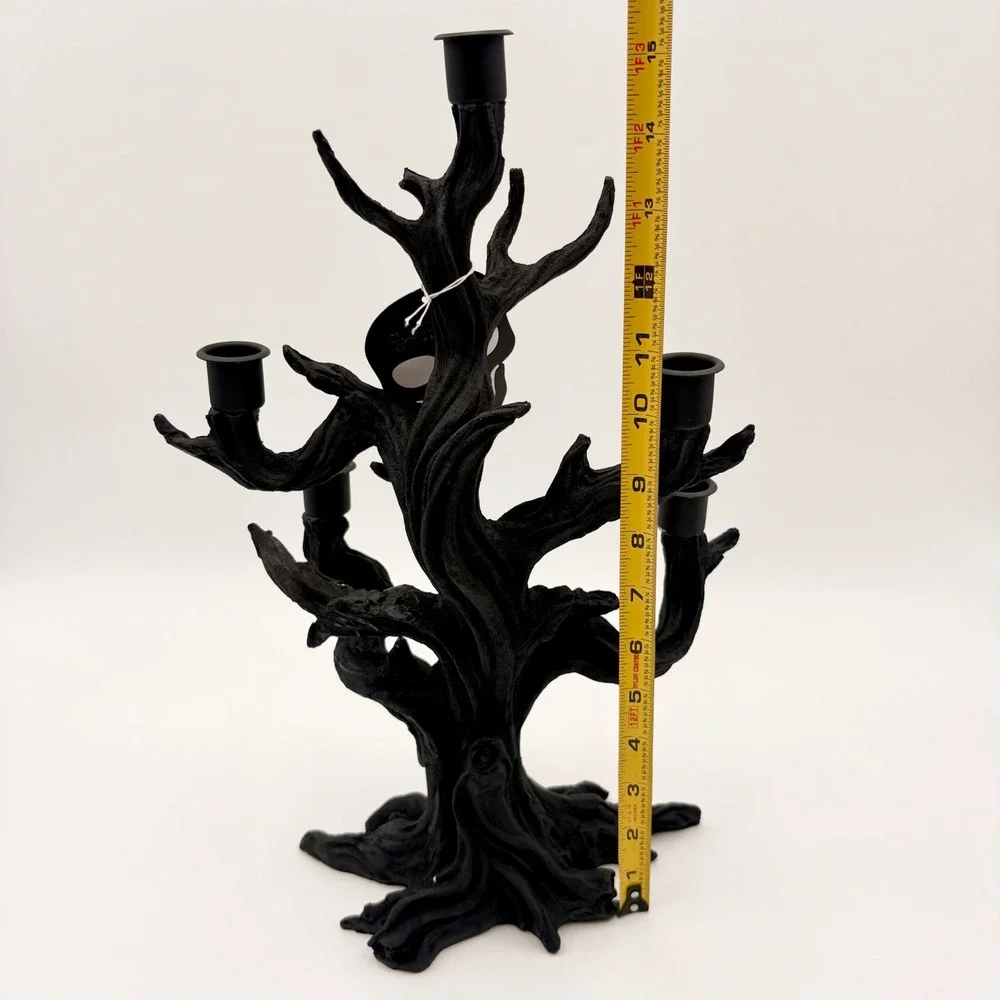Spooky Boutique Black Gnarled Tree Candelabra 5 Arm Halloween Gothic Decor